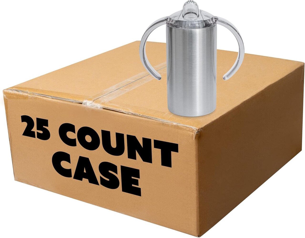 Makerflo 12 oz Stainless Steel Straight Sippy Cup Duo with Clear & Hard Plastic Sippy Lid with Handles, Craft-Ready for DIY Gifts & Personalization (Epoxy, UV DTF, and Laser Engraving)